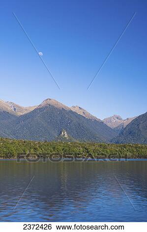 Mountains And Shoreline Of Lake Manapouri; New Zealand View Large Photo Image Stock Photograph - Mountains And Shoreline Of Lake Manapouri; New Zealand. Fotosearch