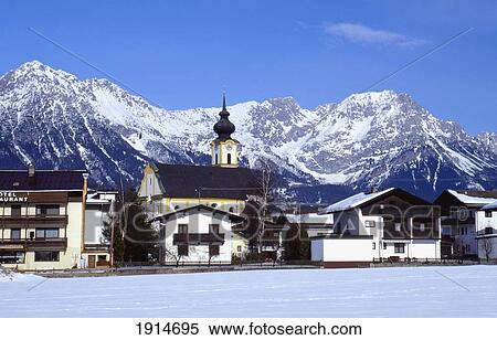Stock Photography - Mountains And Village. Fotosearch