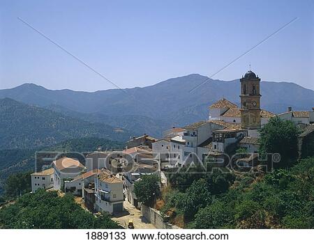 Stock Image - Mountaintop Whitewashed Village. Fotosearch