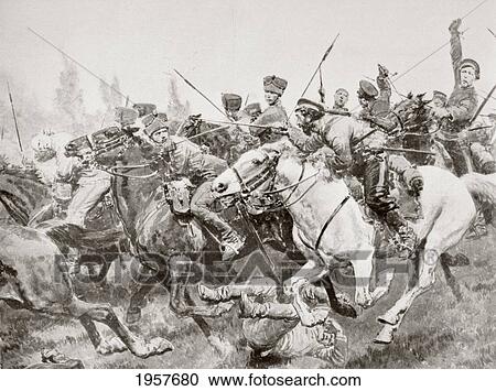 Mounted Combat Between Russian Cossacks And German Cavalry Known As The Hussars Of Death En Schwansfeld, Between Korschen And Bartenstein, Eastern Prussia, August 1914 During The First World War. From La Esfera, 1914. View Large Photo Image Stock Image - Mounted Combat Between Russian Cossacks And German Cavalry Known As The Hussars Of Death En Schwansfeld, Between Korschen And Bartenstein, Eastern Prussia, August 1914 During The First World War. From La Esfera, 1914.. Fotosearch