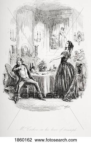Stock Image - Mr Carker In His Hour Of Triumph. Illustration From The Charles Dickens Novel Dombey And Son By H. K. Browne Known As Phiz. Fotosearch