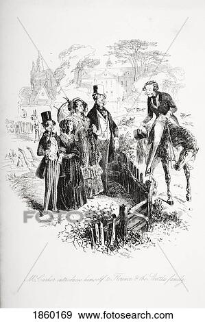 Stock Photo - Mr Carker Introduces Himself To Florence And The Skettles Family. Illustration From The Charles Dickens Novel Dombey And Son By H. K. Browne Known As Phiz. Fotosearch