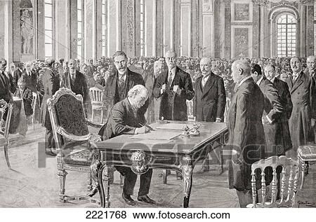 Mr Lloyd George Signs The Peace Treaty With Germany June 28th 1919 In The Hall Of Mirrors Palace Of Versailles France David Lloyd George 1st Earl Lloyd George Of Dwyfor 1863aƒa Sa A Aƒa A A A A A Stock