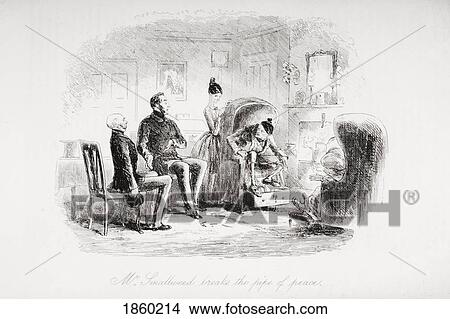 Mr. Smallweed Breaks The Pipe Of Peace. Illustration By Phiz (Hablot Knight Browne) 1815-1882. From The Book Bleak House By Charles Dickens. Published London 1853. View Large Photo Image Picture - Mr. Smallweed Breaks The Pipe Of Peace. Illustration By Phiz (Hablot Knight Browne) 1815-1882. From The Book Bleak House By Charles Dickens. Published London 1853.. Fotosearch