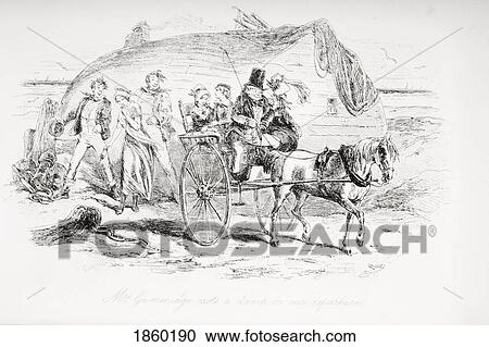 Stock Image - Mrs. Gummidge Casts A Damp On Our Departure. Illustration From The Charles Dickens Novel David Copperfield By H. K. Browne Known As Phiz. Fotosearch