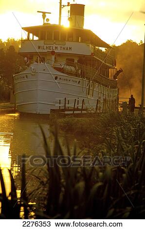 Stock Image - MS Wilhelm Tham on Gota Canal; Sweden. Fotosearch