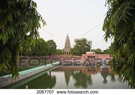 Stock Photo - Muchhalinda Pond, Mahabodi Temple, Bodhgaya, Bihar, India. Fotosearch