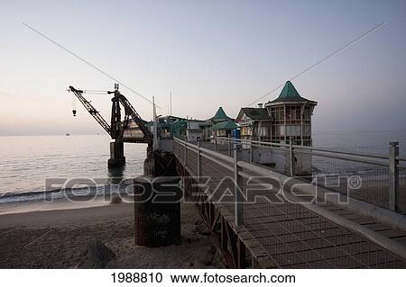 Stock Image - Muelle Vergara pier at dusk, Vina del Mar, Valparaiso Region, Chile. Fotosearch