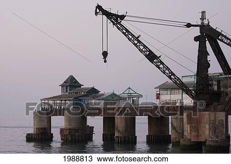 Stock Image - Muelle Vergara pier at dusk, Vina del Mar, Valparaiso Region, Chile. Fotosearch