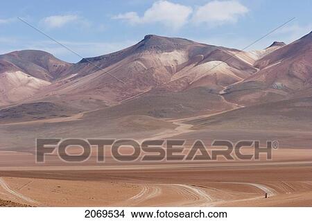 Picture - Multi-Coloured Volcanic Landscape Of The Andes Cordillera, Eduardo Avaroa National Park, Potosi Department, Bolivia. Fotosearch