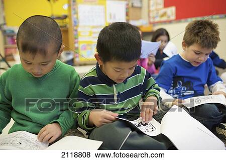 Stock Photo - Multi-Ethnic New Canadian Children In An Esl School; Guelph Ontario Canada. Fotosearch