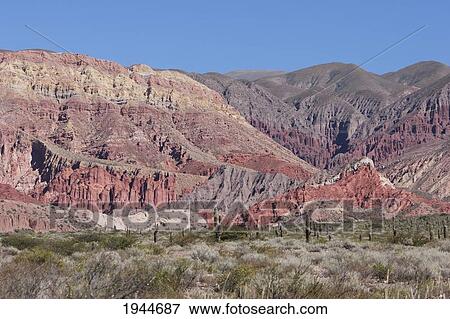 Stock Photo - Multicoloured Mountains Of The Quebrada De Humahuaca Between The Towns Of Humahuaca And Huacalera, Jujuy, Argentina. Fotosearch