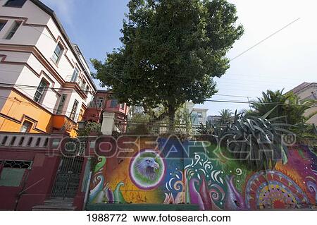 Stock Image - Mural On Cerro Concepcion, Valparaiso, Valparaiso Region, Chile. Fotosearch