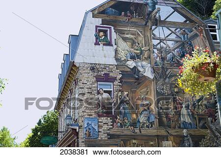 Stock Image - Mural On The Side Of A Building; Quebec City Quebec Canada. Fotosearch