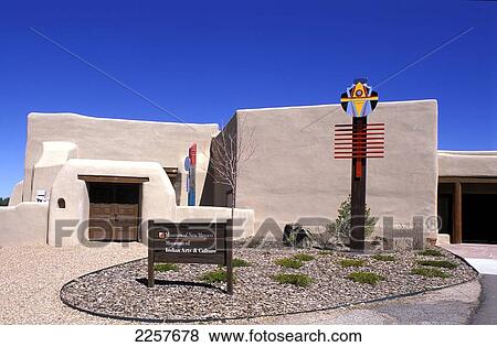 Stock Photo - Museum Of Indian Arts And Culture, Facade, Santa Fe, New Mexico, Usa.. Fotosearch