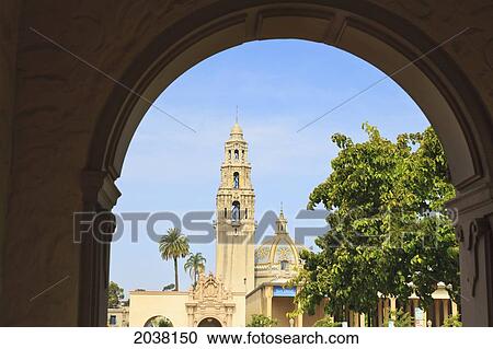 Stock Image - Museum Of Man And The California Bell Tower In Balboa Park; San Diego California United States Of America. Fotosearch