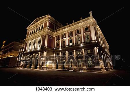 Musikverein concert hall at night, Vienna (Wien), Austria View Large Photo Image Stock Image - Musikverein concert hall at night, Vienna (Wien), Austria. Fotosearch