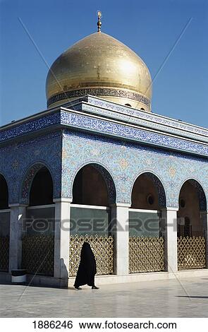 Muslim Woman Walking By Tomb Of Fatima's Daughter At Zainab Mosque View Large Photo Image Stock Photograph - Muslim Woman Walking By Tomb Of Fatima's Daughter At Zainab Mosque. Fotosearch