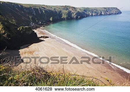 Stock Photo - Musselwick Sands near Marloes, Pembrokeshire Coast Path, South West Wales; Pembrokeshire, England. Fotosearch