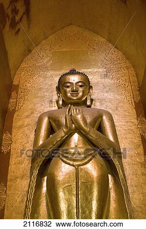 Myanmar, Bagan, Ananda Pahto, Golden Buddha statue, View from below. View Large Photo Image Stock Image - Myanmar, Bagan, Ananda Pahto, Golden Buddha statue, View from below.. Fotosearch