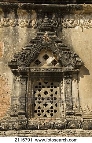 Myanmar, Bagan, Gubyaukgyi Temple, Architectural detail of temple exterior. View Large Photo Image Stock Image - Myanmar, Bagan, Gubyaukgyi Temple, Architectural detail of temple exterior.. Fotosearch