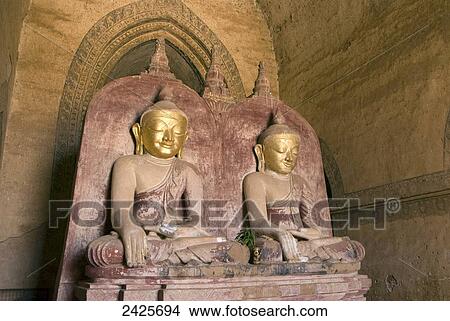 Picture - Myanmar (Burma), Bagan, Dhammayangyi Pahto, sitting Buddha. Fotosearch
