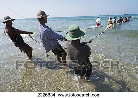 Picture - Myanmar (Burma), Fishing of small prawn; Irrawaddyi division. Fotosearch