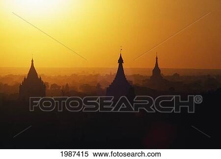 Myanmar (Burma), Mandalay, Sagaing Hills Pagodas Silhouetted At Sunrise View Large Photo Image Stock Photography - Myanmar (Burma), Mandalay, Sagaing Hills Pagodas Silhouetted At Sunrise. Fotosearch