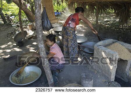 Myanmar, Irrawaddyi division, Women cooking todi juice candy; Myaung Mya View Large Photo Image Stock Photo - Myanmar, Irrawaddyi division, Women cooking todi juice candy; Myaung Mya. Fotosearch