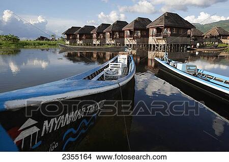 Myanmar Treasure Hotel; Inya Lake, Shan State, Myanmar View Large Photo Image Picture - Myanmar Treasure Hotel; Inya Lake, Shan State, Myanmar. Fotosearch