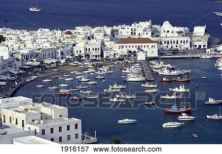Stock Photo - Mykonos Harbour. Fotosearch