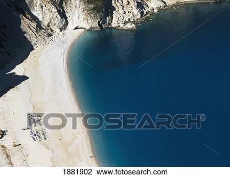 Myrtos Beach, Aerial View View Large Photo Image Stock Image - Myrtos Beach, Aerial View. Fotosearch