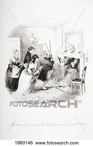 Stock Photograph - Mysterious Appearance Of The Gentleman In The Small Clothes. Illustration From The Charles Dickens Novel Nicholas Nickleby By H. K. Browne Known As Phiz. Fotosearch