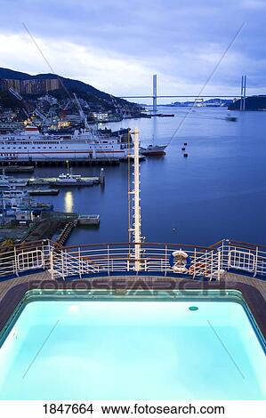 Picture - Nagasaki Port From Deck Of Cruise Ship; Nagasaki, Kyushu Region, Japan. Fotosearch