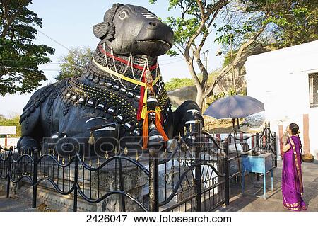 Stock Photo - Nandi bull on Chammundi hill; Mysore, Karnataka, India. Fotosearch