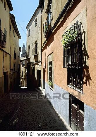 Narrow Alley To Toledo Cathedral View Large Photo Image Stock Image - Narrow Alley To Toledo Cathedral. Fotosearch