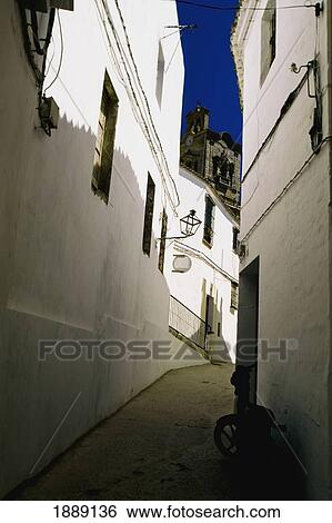 Narrow Medierranean Street View Large Photo Image Stock Photograph - Narrow Medierranean Street. Fotosearch