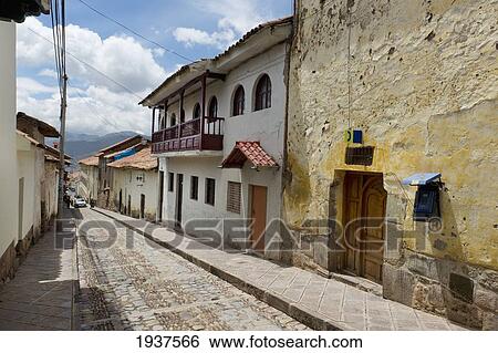 Narrow Street; Cusco Peru View Large Photo Image Stock Photograph - Narrow Street; Cusco Peru. Fotosearch