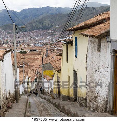 Stock Photography - Narrow Street; Cusco Peru. Fotosearch