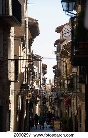 Stock Photo - Narrow Street In The Medieval Village Of Laguardia, Basque Country, Spain. Fotosearch