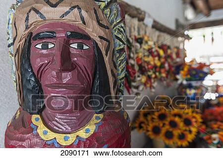 Stock Image - Native American Indian Statue, Santa Fe, New Mexico, Usa. Fotosearch