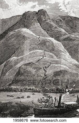 Natives Climbing The Plateau Slopes At Kavalli From The Camp At Lake Albert During Sir Henry Morton Stanley's Emin Pasha Relief Expedition, In Africa In 1889. From In Darkest Africa By Henry M. Stanley Published 1890. View Large Photo Image Stock Photograph - Natives Climbing The Plateau Slopes At Kavalli From The Camp At Lake Albert During Sir Henry Morton Stanley's Emin Pasha Relief Expedition, In Africa In 1889. From In Darkest Africa By Henry M. Stanley Published 1890.. Fotosearch