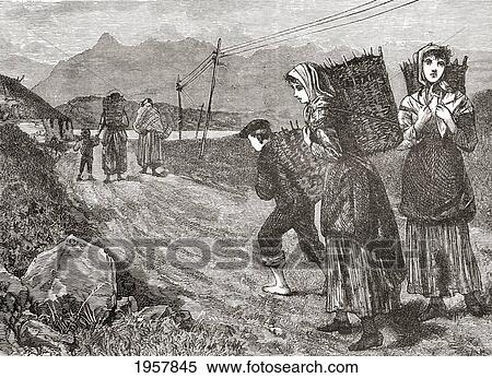 Stock Photography - Natives Of Loch Maree, Wester Ross, Scotland, Gathering Peat In The Late 19Th Century. From Our Own Country Published 1898. Fotosearch