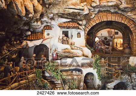 Stock Photograph - Nativity gotto; Arcos de la Frontera, Andalusia, Spain. Fotosearch