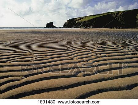Stock Image - Natural Pattern On Sand At Low Tide. Fotosearch