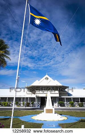 Stock Image - Nauru's government offices; Nauru Island. Fotosearch
