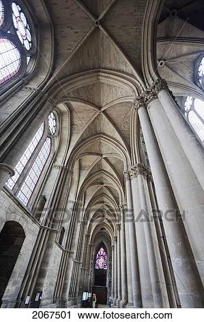 Stock Image - Nave Of The Notre-Dame De Reims Cathedral, Reims, Marne, France. Fotosearch