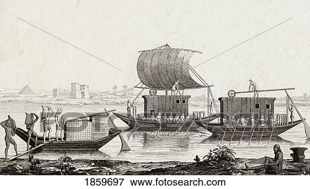 Navigation Du Nil, 19Th Century Print Drawn By A. Lenoir, Engraved By E. Ollivier. View Large Photo Image Stock Photo - Navigation Du Nil, 19Th Century Print Drawn By A. Lenoir, Engraved By E. Ollivier.. Fotosearch