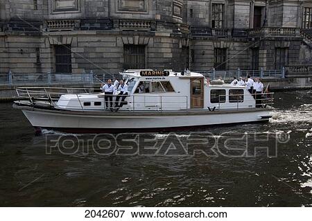 Navy Boat On The Spree River, Berlin, Germany View Large Photo Image Stock Photo - Navy Boat On The Spree River, Berlin, Germany. Fotosearch