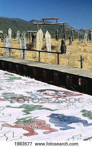 Stock Photo - Naxi Ceremonial Walkway and totems near Lijiang; China. Fotosearch